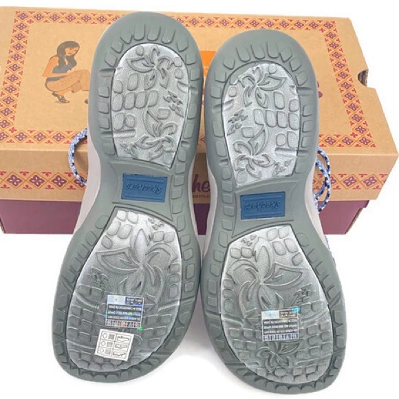 10 Skechers REGGAE slim Sandals Washable Vegan navy blue slip on water shoes - Picture 9 of 10